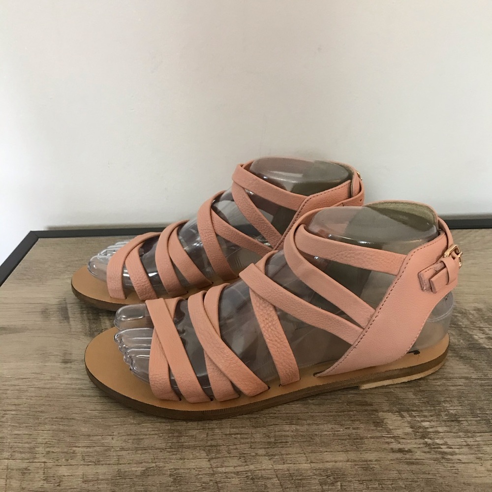 J CREW Peach LEATHER Strappy GLADIATOR SANDALS  6